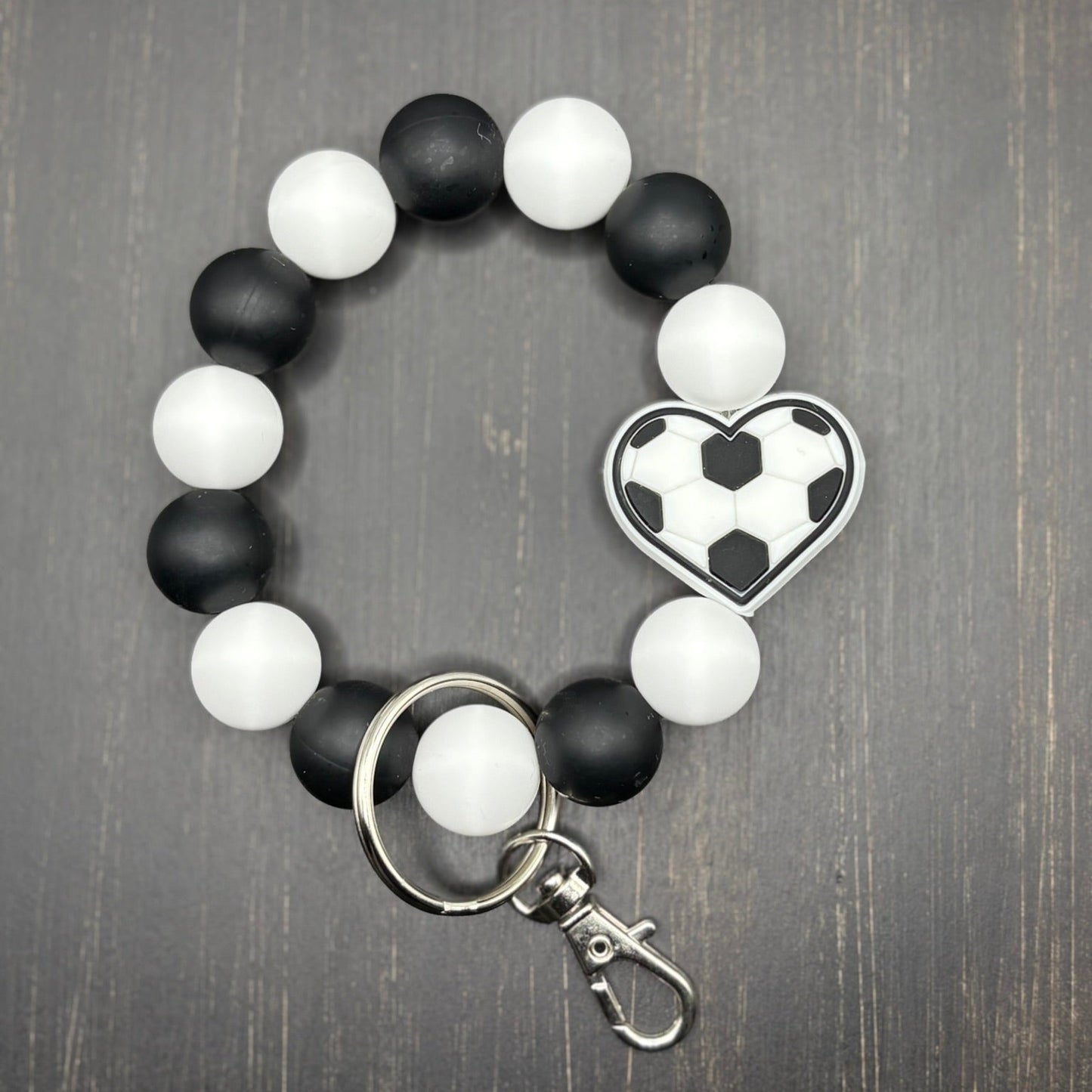 Soccer Silicone Beaded Wristlet