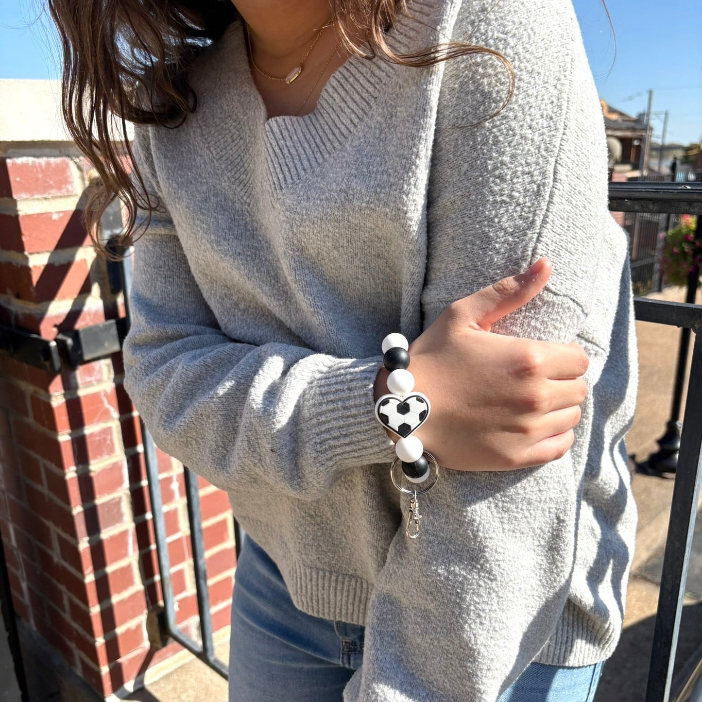 Soccer Silicone Beaded Wristlet