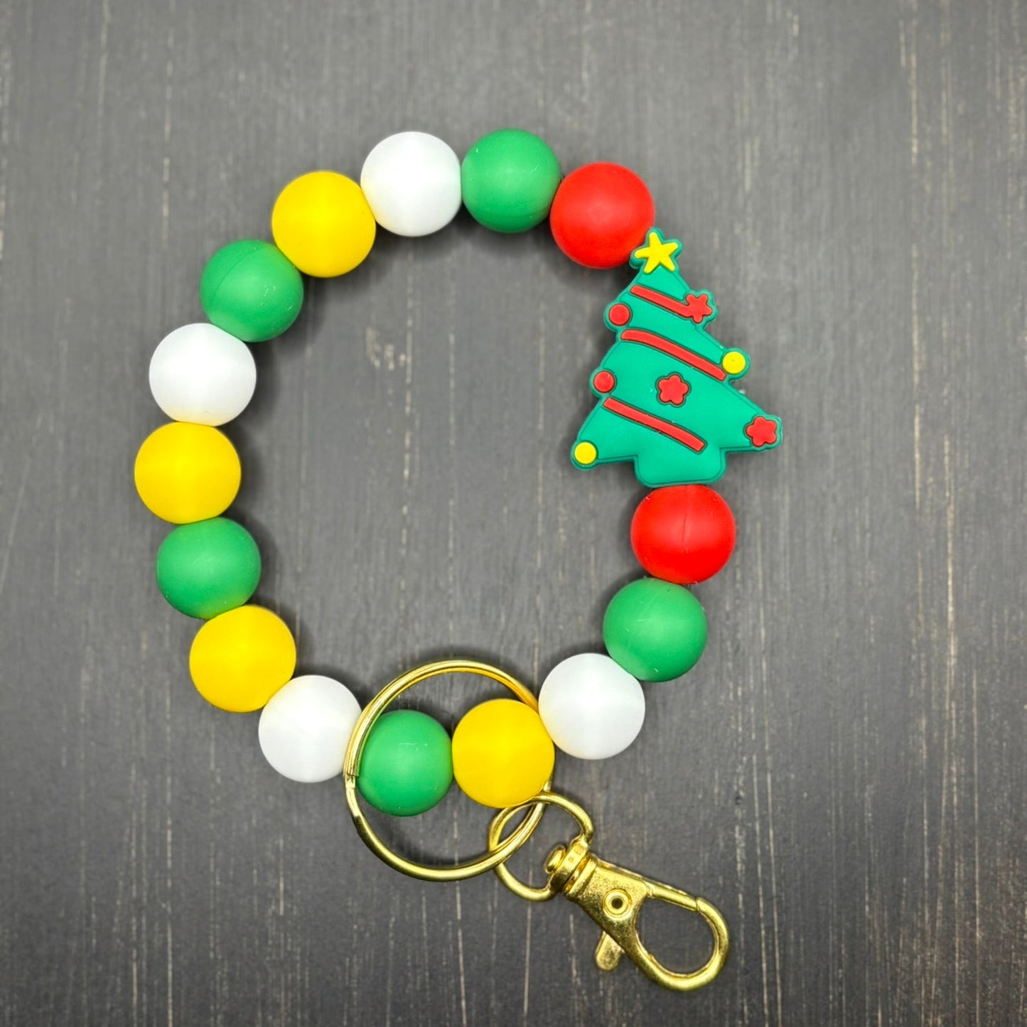 Christmas Tree Silicone Beaded Wristlet