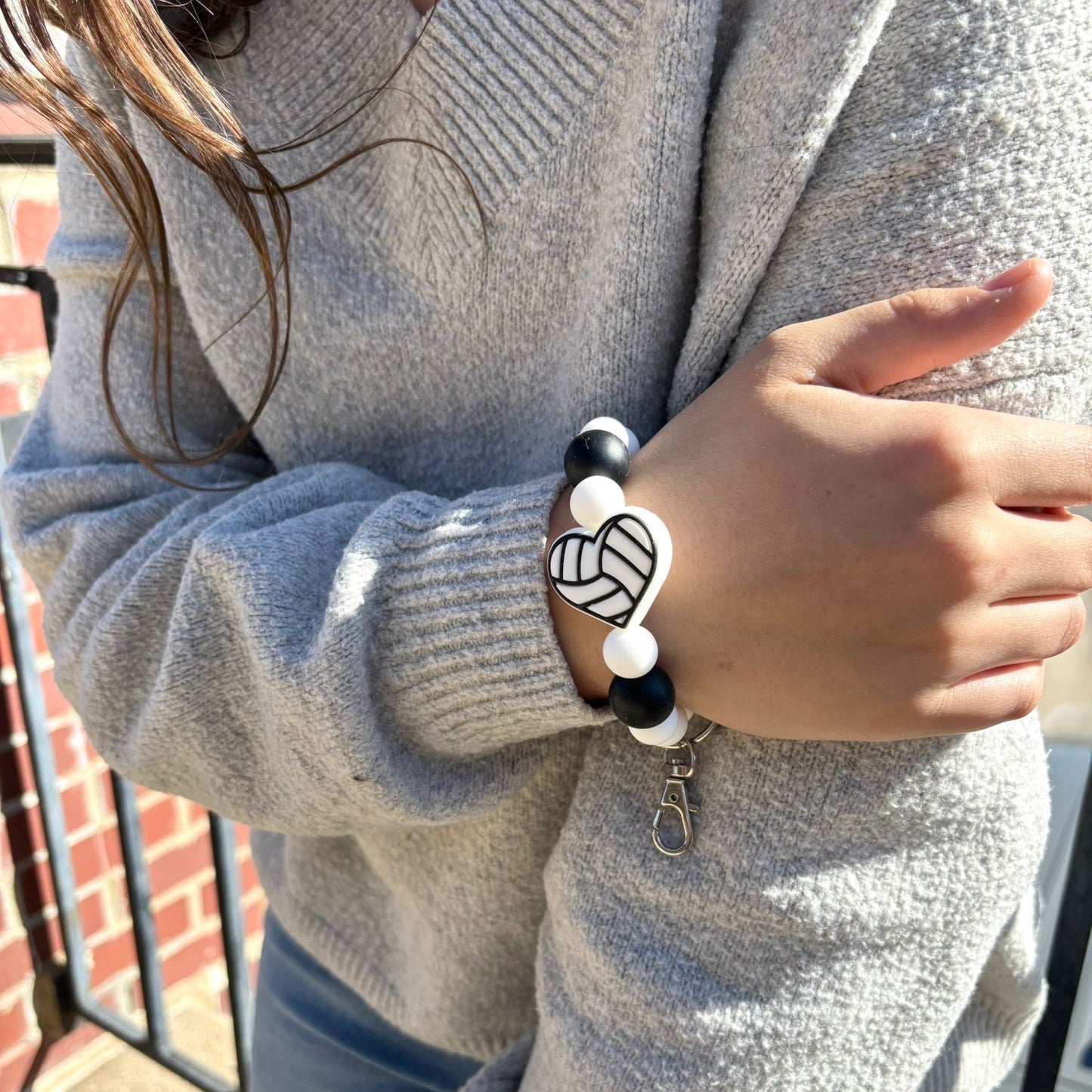 Volleyball Silicone Beaded Wristlet