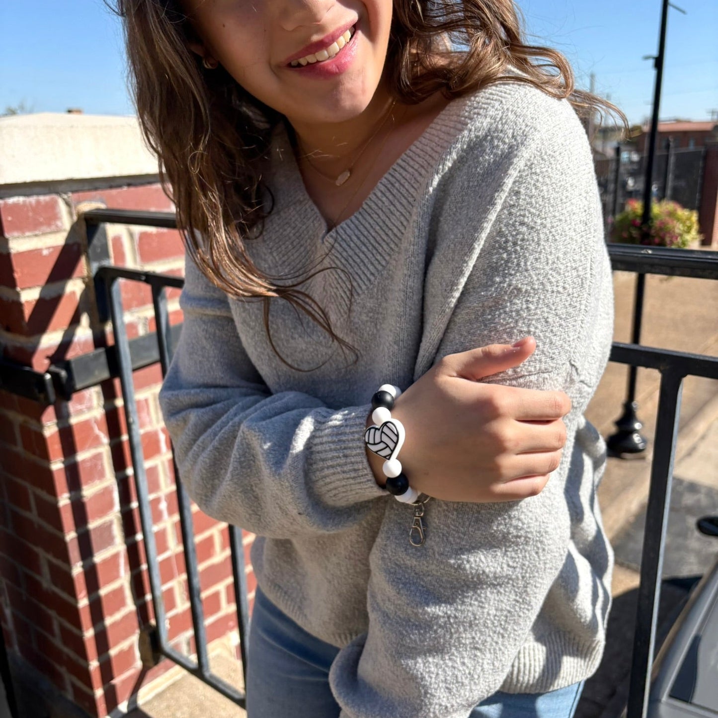 Volleyball Silicone Beaded Wristlet