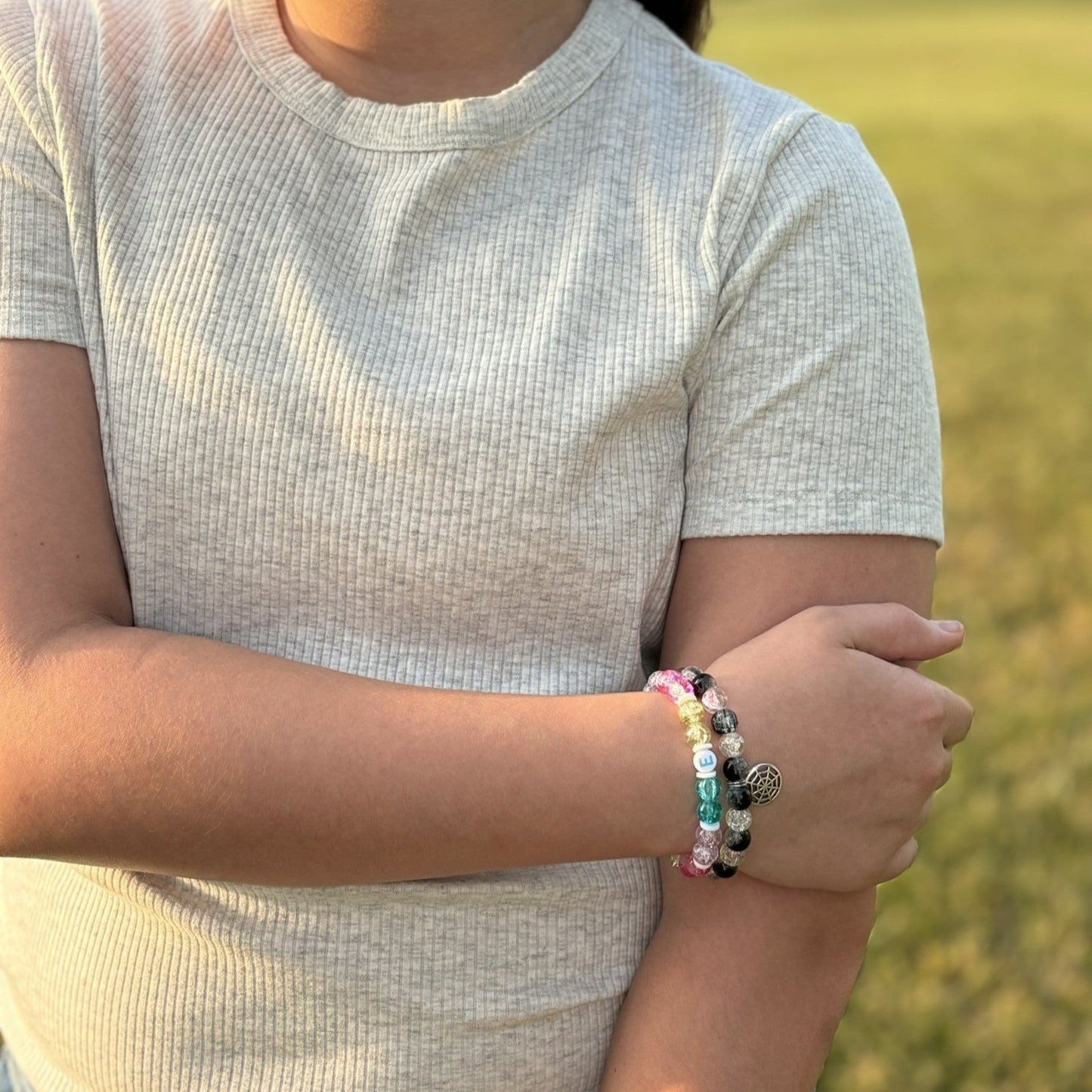 Wednesday Inspired Beaded Bracelet Set